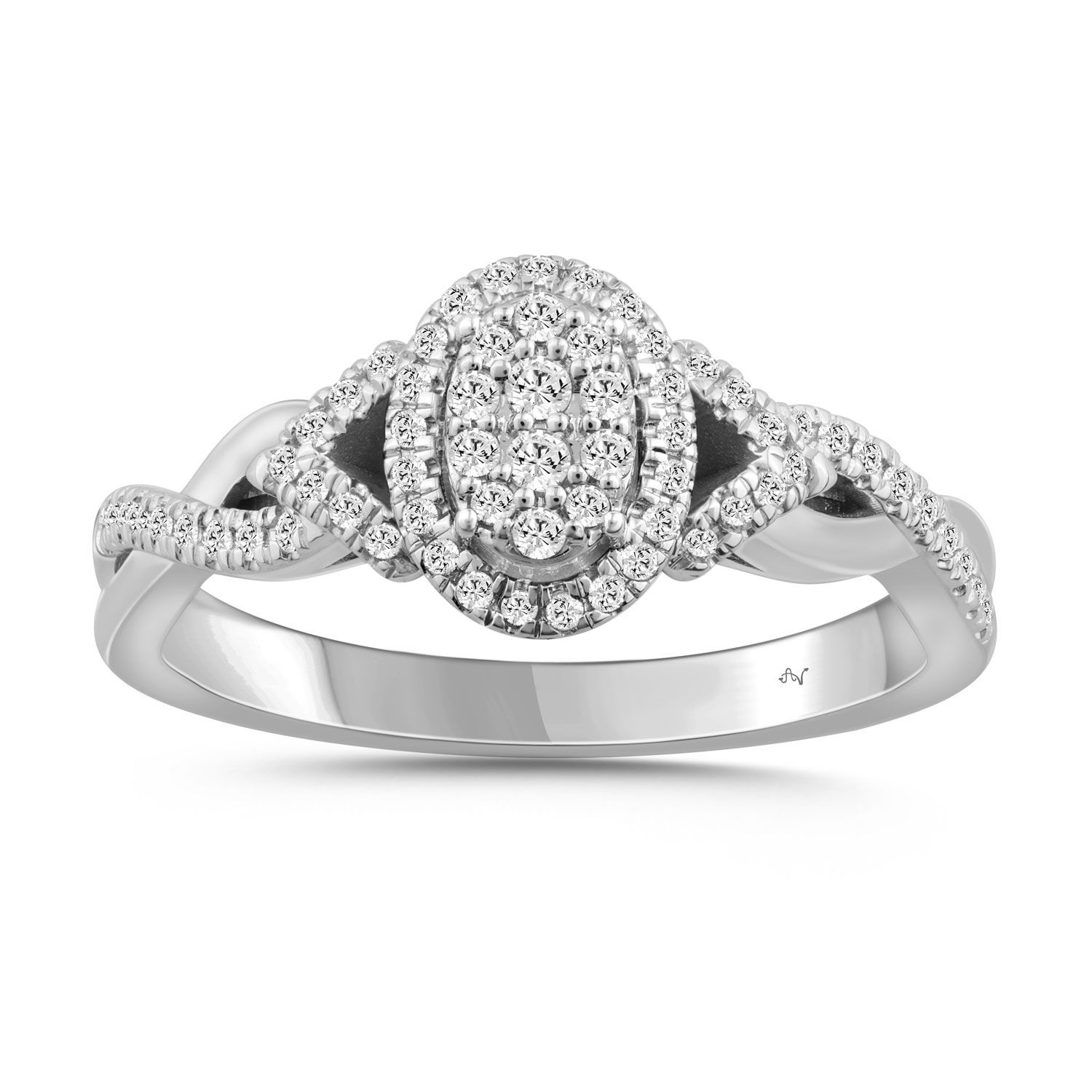 Ladies Sterling Silver 0.25CT Round Diamond Fashion Halo Engagement Ring Modern Jewelry Design - Image 1