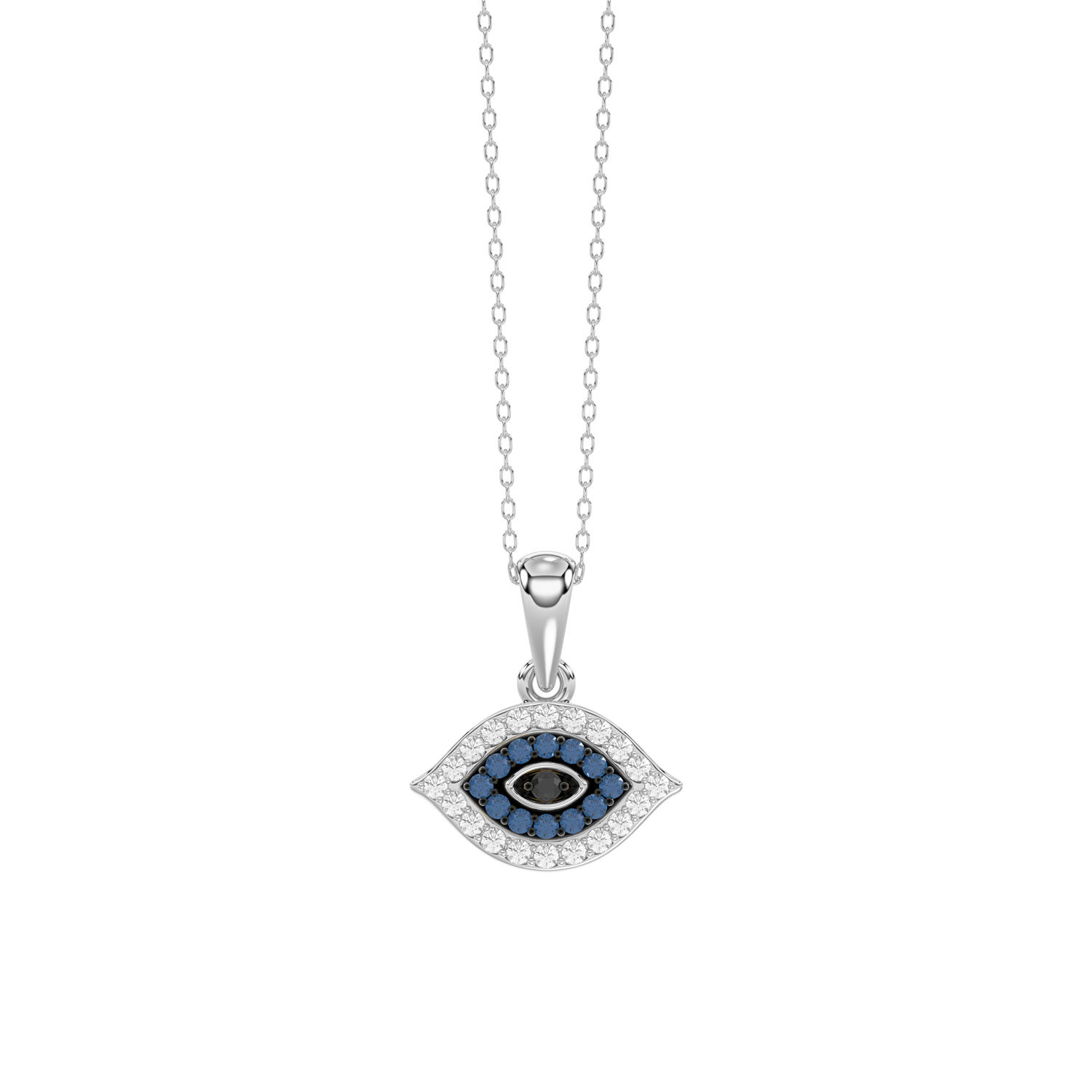 Sterling Silver Ladies 0.10CT Round, Blue & Black Diamond Pendant With Chain Fashion Jewelry Pendant - Image 1