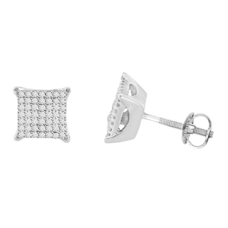 Sterling Silver White 0.25CT Round Diamond Fashion Earrings For Women - Image 1