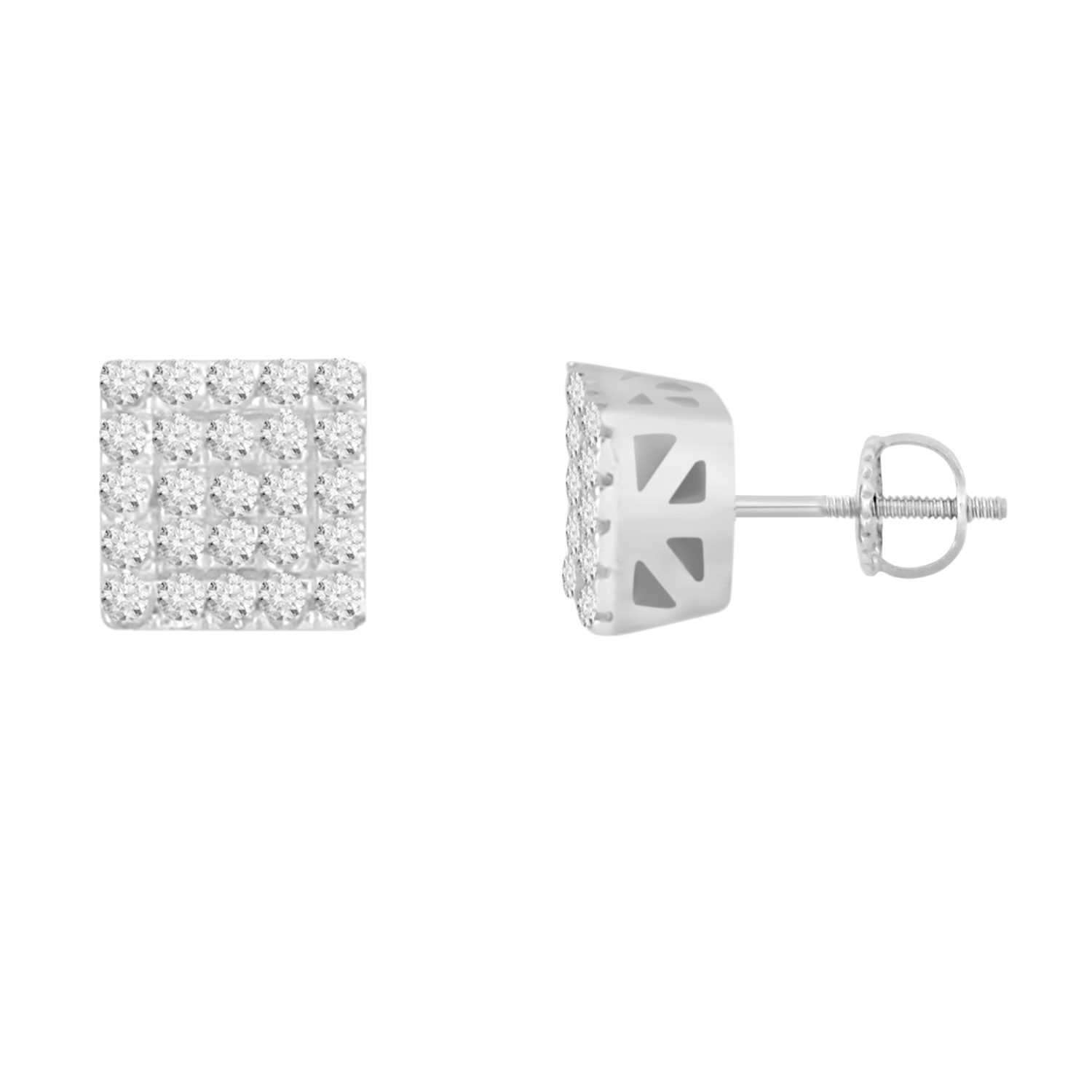Sterling Silver White 0.15CT Cluster Fashion Earrings With Round Diamond - Image 1