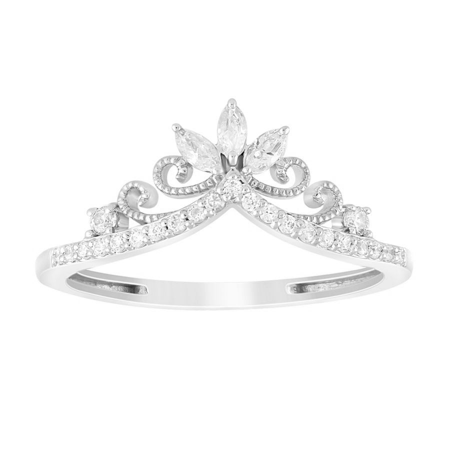 LADIES RING 0.25CT ROUND/MARQUISE DIAMOND 10K WHITE GOLD - Image 1
