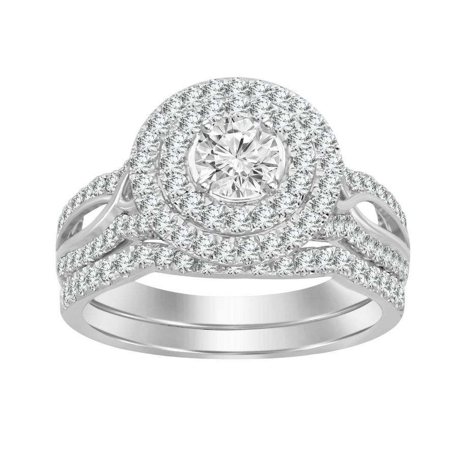 BRIDAL SET 1.00CT ROUND DIAMOND 14K WHITE GOLD - Image 1