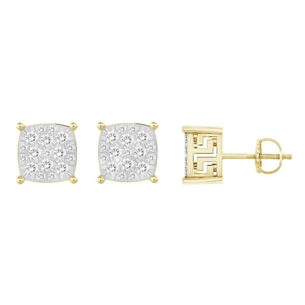 LADIES STUD EARRINGS 0.25CT ROUND DIAMOND 10K YELLOW GOLD