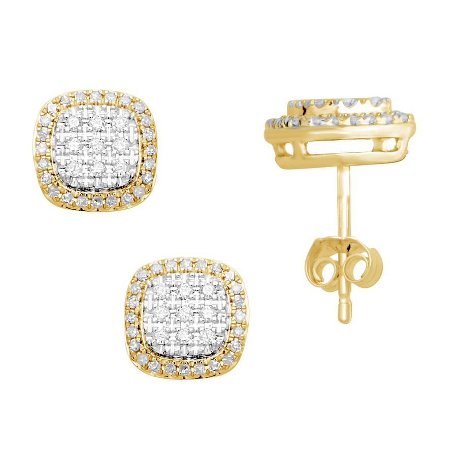 LADIES STUD EARRINGS 0.35CT ROUND DIAMOND 10K YELLOW GOLD - Image 1