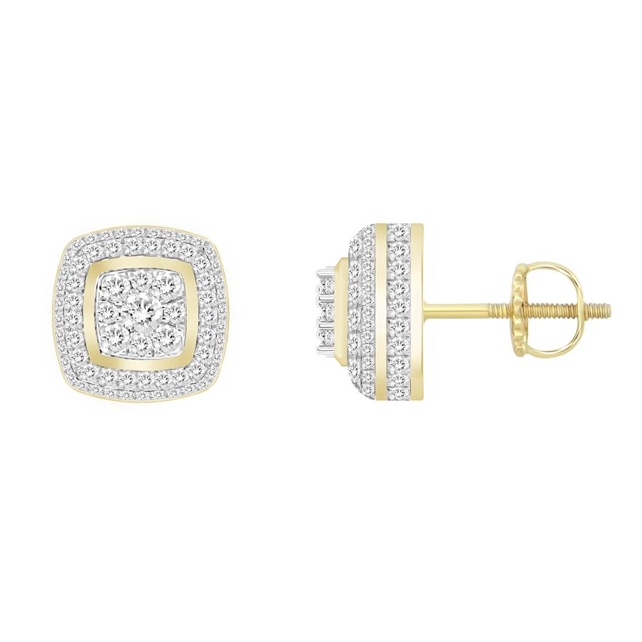 LADIES STUD EARRINGS 0.50CT ROUND DIAMOND 10K YELLOW GOLD - Image 1