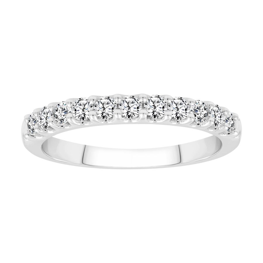 LADIES BAND 0.50CT ROUND DIAMOND 14K WHITE GOLD - Image 1