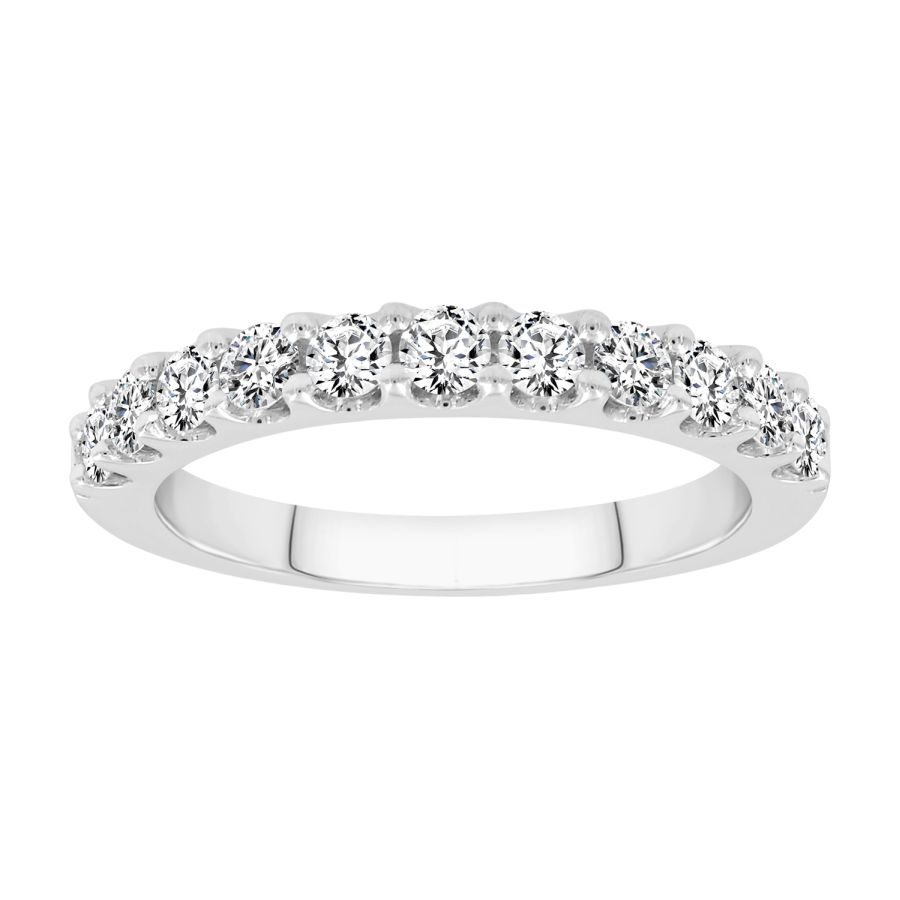 LADIES BAND 0.75CT ROUND DIAMOND 14K WHITE GOLD - Image 1