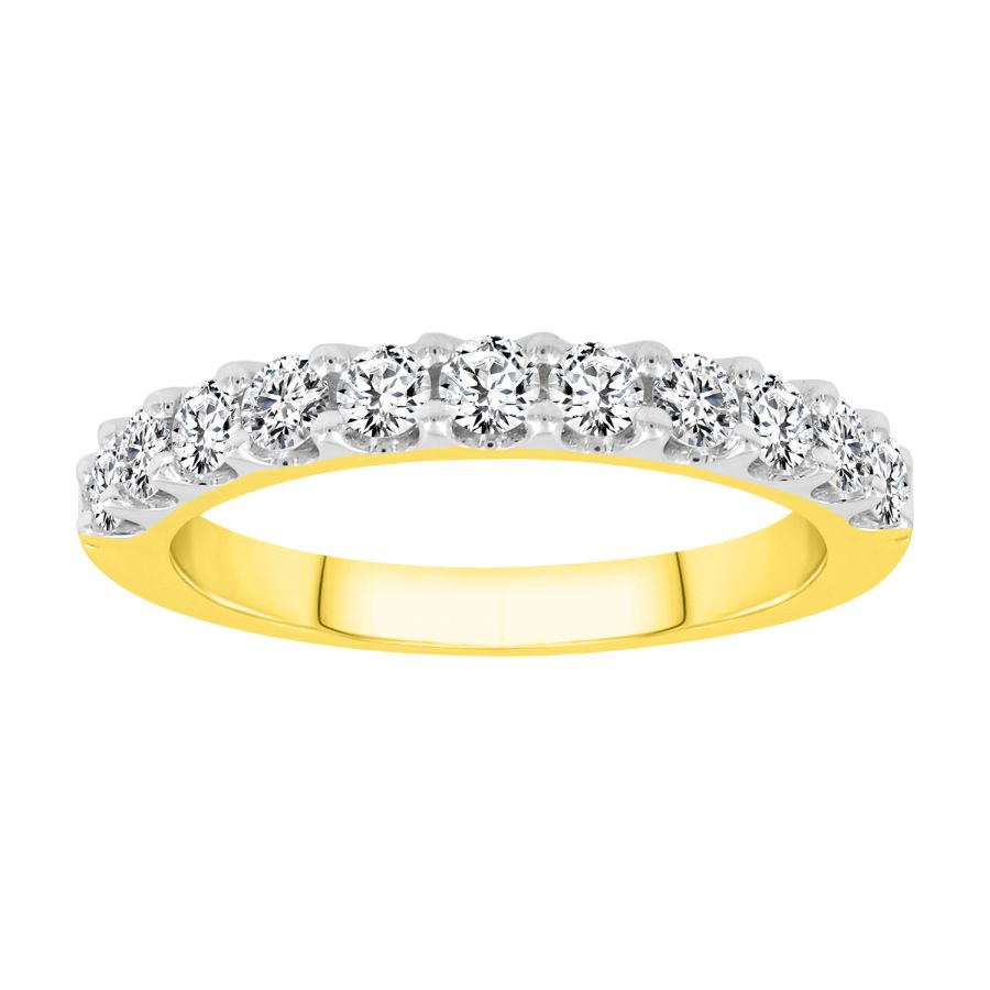 LADIES BAND 0.75CT ROUND DIAMOND 14K YELLOW GOLD - Image 1