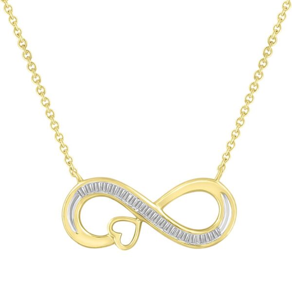 LADIES NECKLACES 0.10CT BAGUETTE DIAMOND 10K YELLOW GOLD