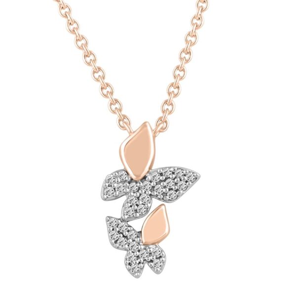 LADIES NECKLACE 0.15CT ROUND DIAMOND 10K WHITE/ROSE GOLD