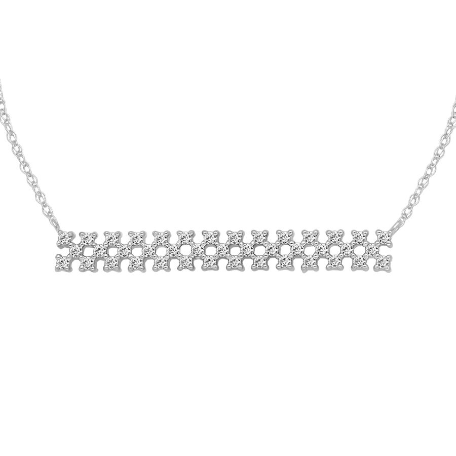 LADIES NECKLACE 0.25CT ROUND DIAMOND 10K WHITE GOLD - Image 1