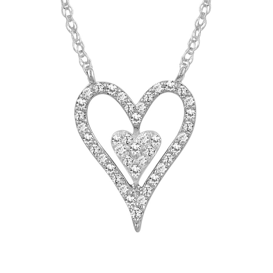 LADIES NECKLACE 0.25CT ROUND DIAMOND 10K WHITE GOLD - Image 1