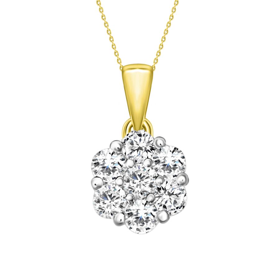 LADIES PENDANT WITH CHAIN 0.33CT ROUND DIAMOND 14K YELLOW GOLD - Image 1
