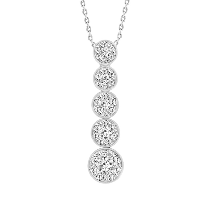 LADIES PENDANT WITH CHAIN 0.50CT ROUND DIAMOND 10K WHITE GOLD - Image 1
