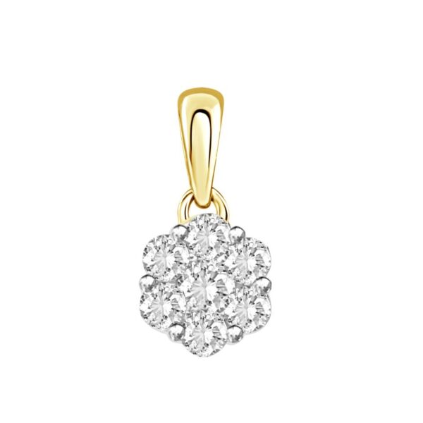 LADIES PENDANT WITH CHAIN 0.50CT ROUND DIAMOND 10K YELLOW GOLD