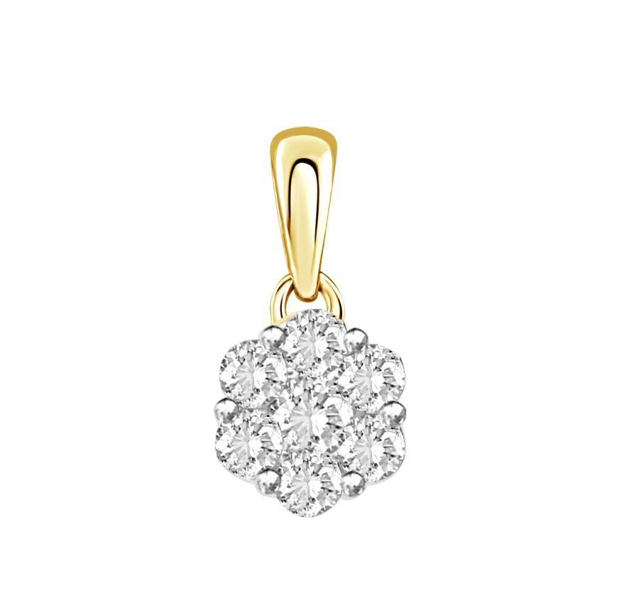 LADIES PENDANT WITH CHAIN 0.50CT ROUND DIAMOND 10K YELLOW GOLD - Image 1