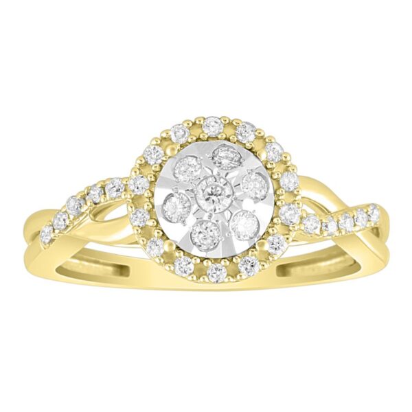 LADIES RING 0.25CT ROUND DIAMOND 10K YELLOW GOLD