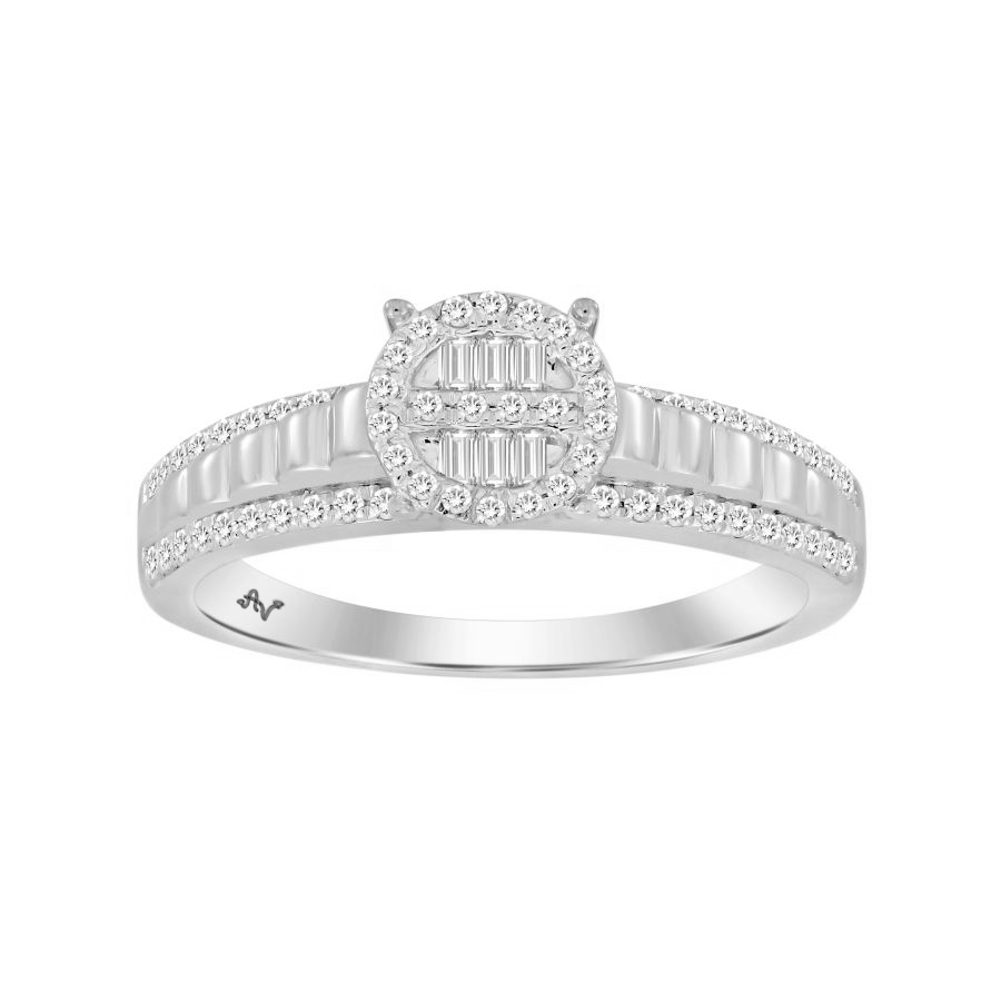 LADIES RING 0.25CT ROUND DIAMOND 10K WHITE GOLD - Image 1