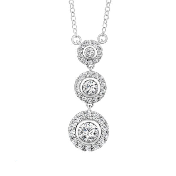 LADIES SEMI MOUNT NECKLACE 1.00CT ROUND DIAMOND 14K WHITE GOLD