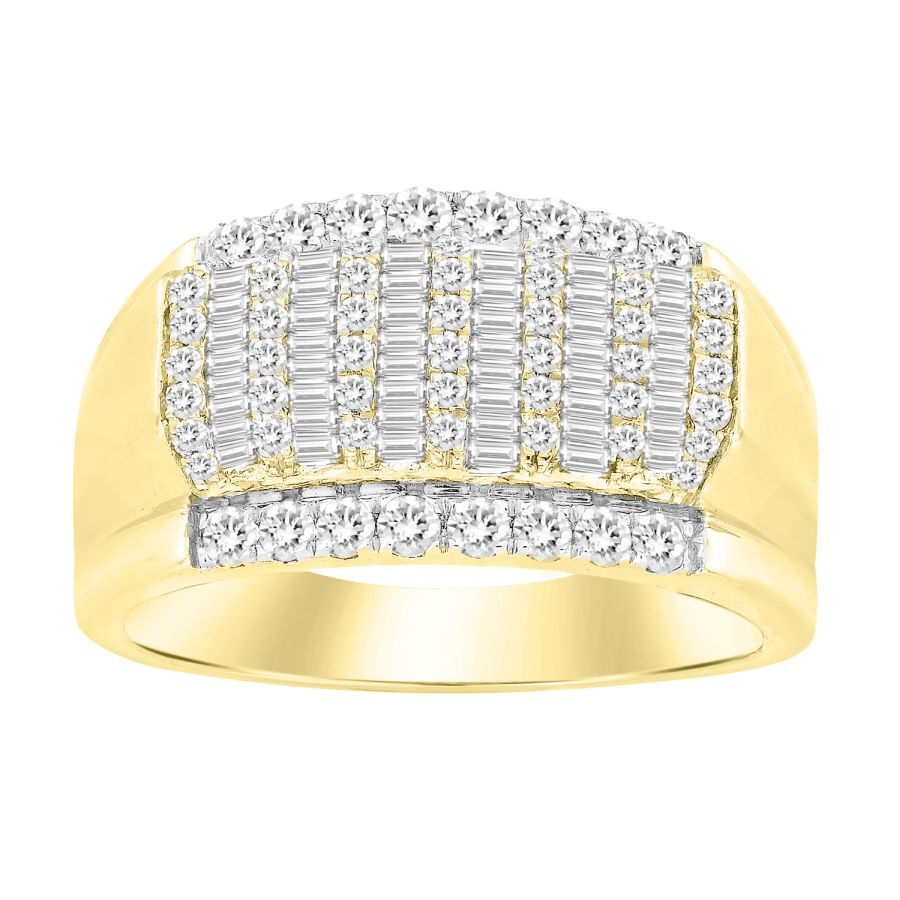 MEN'S BAND 1.00CT ROUND/BAGUETTE DIAMOND 10K YELLOW GOLD - Image 1