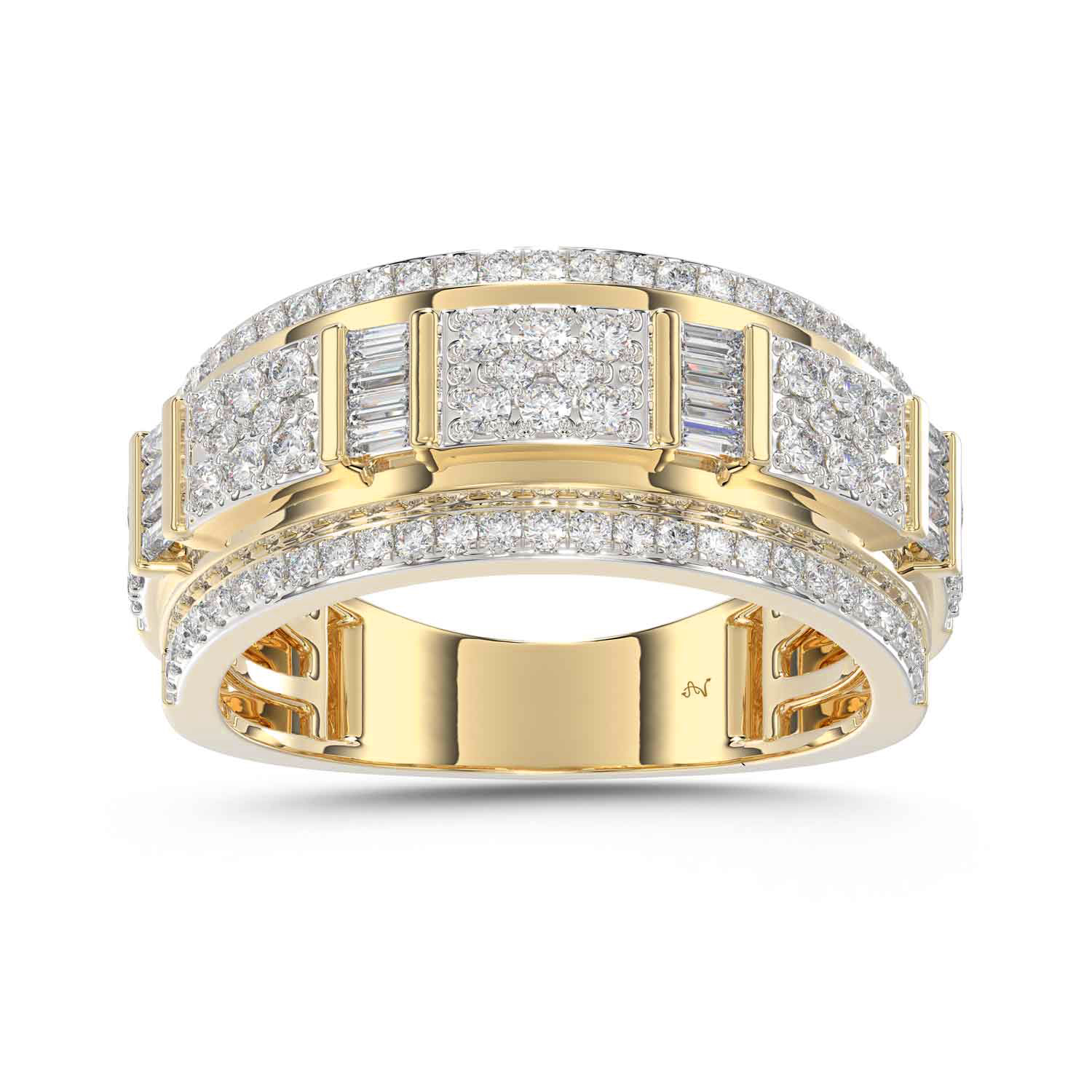 MEN'S BAND 1.00CT ROUND/BAGUETTE DIAMOND 10K YELLOW GOLD - Image 1