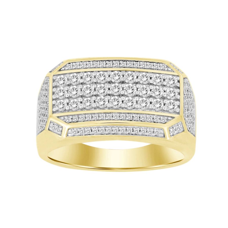 MEN'S RING 1.00CT ROUND DIAMOND 10K YELLOW GOLD - Image 1
