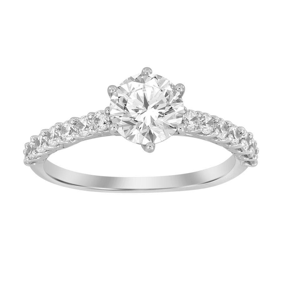 LADIES SEMI MOUNT RING 0.50CT ROUND DIAMOND 14K WHITE GOLD (CENTER STONE 1.00CT ROUND DIAMOND) - Image 1