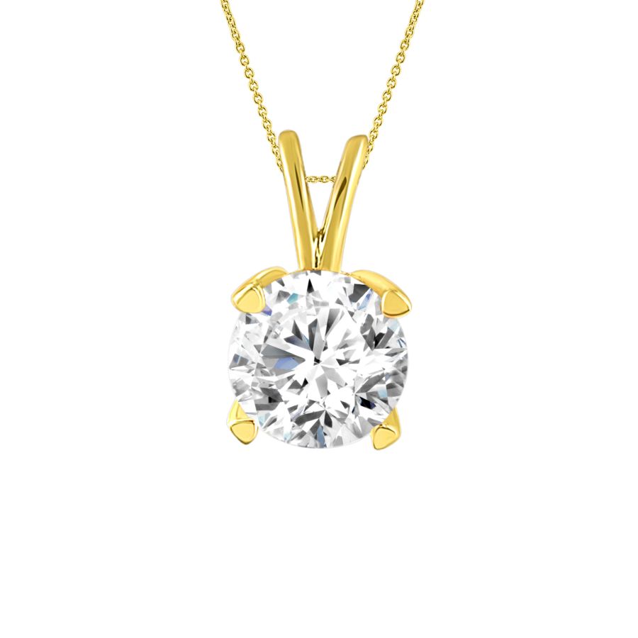 LADIES SOLITAIRE PENDANT 0.15CT ROUND DIAMOND 14K YELLOW GOLD - Image 1