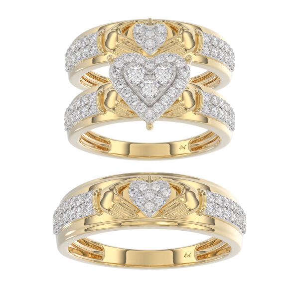 LADIES TRIO SET 1.00CT ROUND DIAMOND 10K YELLOW GOLD