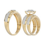 LADIES TRIO SET 1.00CT ROUND DIAMOND 10K YELLOW GOLD - Image 4