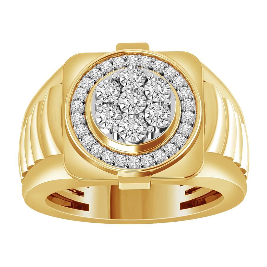 MEN'S RING 0.50CT ROUND DIAMOND 10K YELLOW GOLD - Image 1