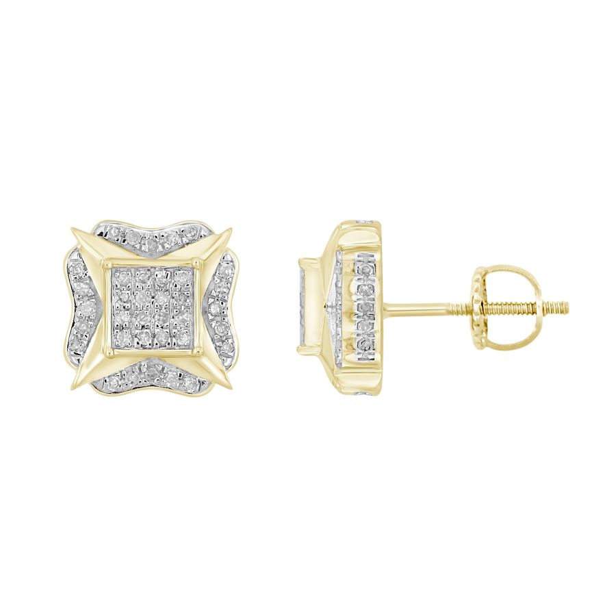 LADIES STUD EARRINGS 0.33CT ROUND DIAMOND 10K YELLOW GOLD - Image 1