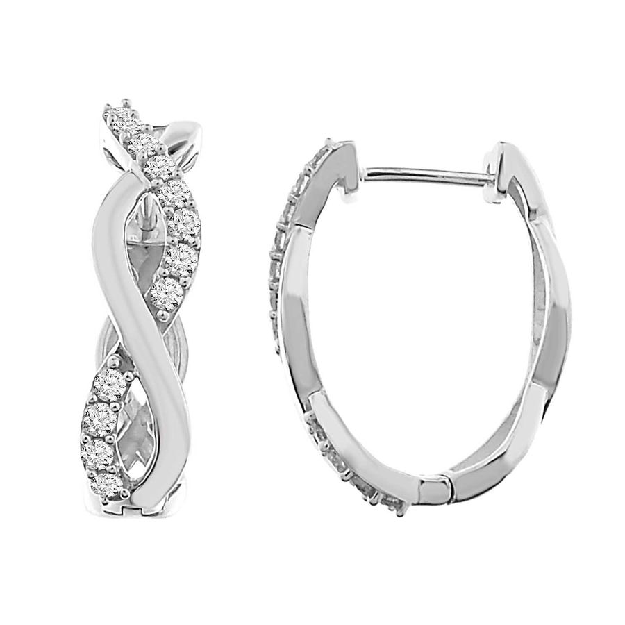 LADIES EARRINGS 0.50CT ROUND DIAMOND 10K WHITE GOLD - Image 1