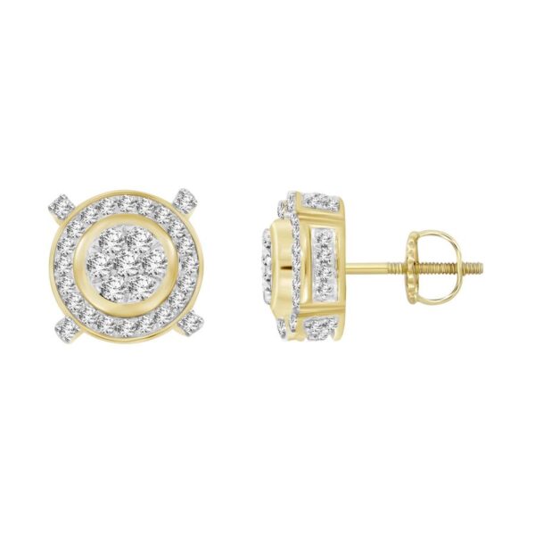 LADIES STUD EARRINGS 0.50CT ROUND DIAMOND 10K YELLOW GOLD