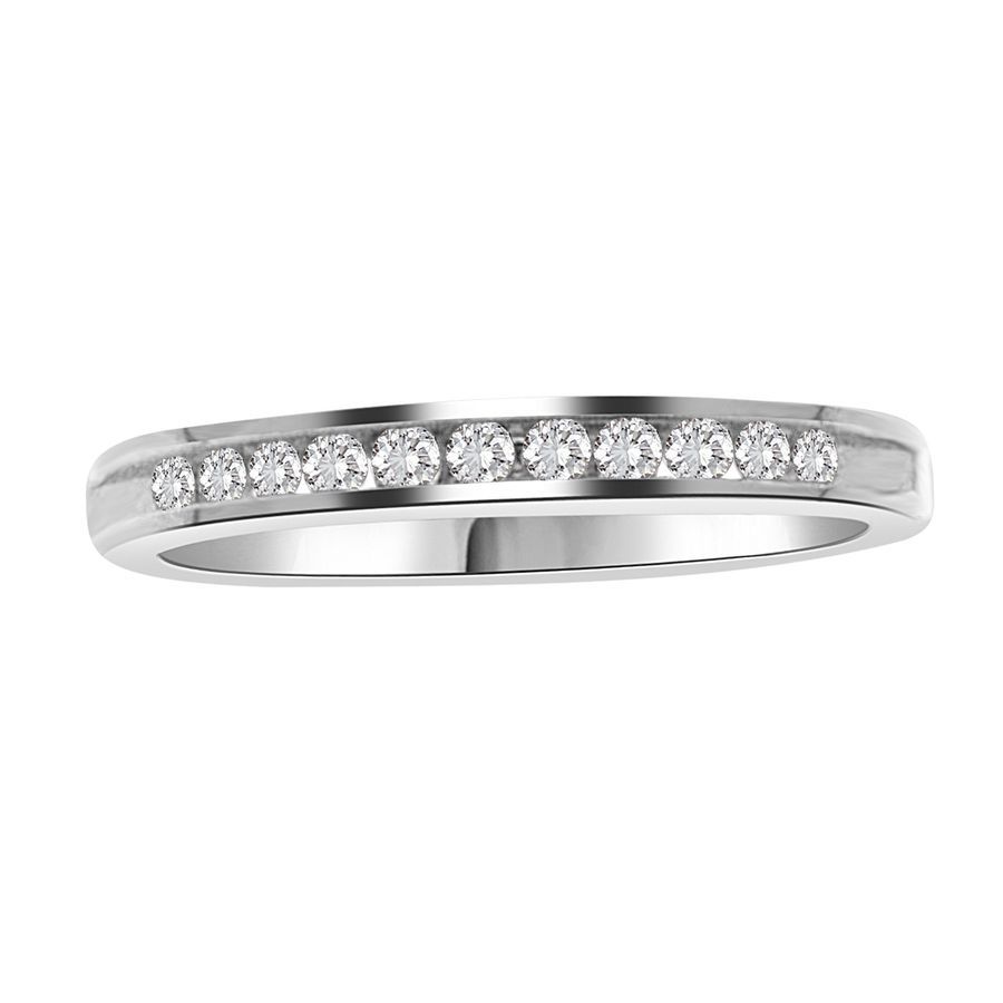 LADIES BAND 0.25CT ROUND DIAMOND 14K WHITE GOLD - Image 1