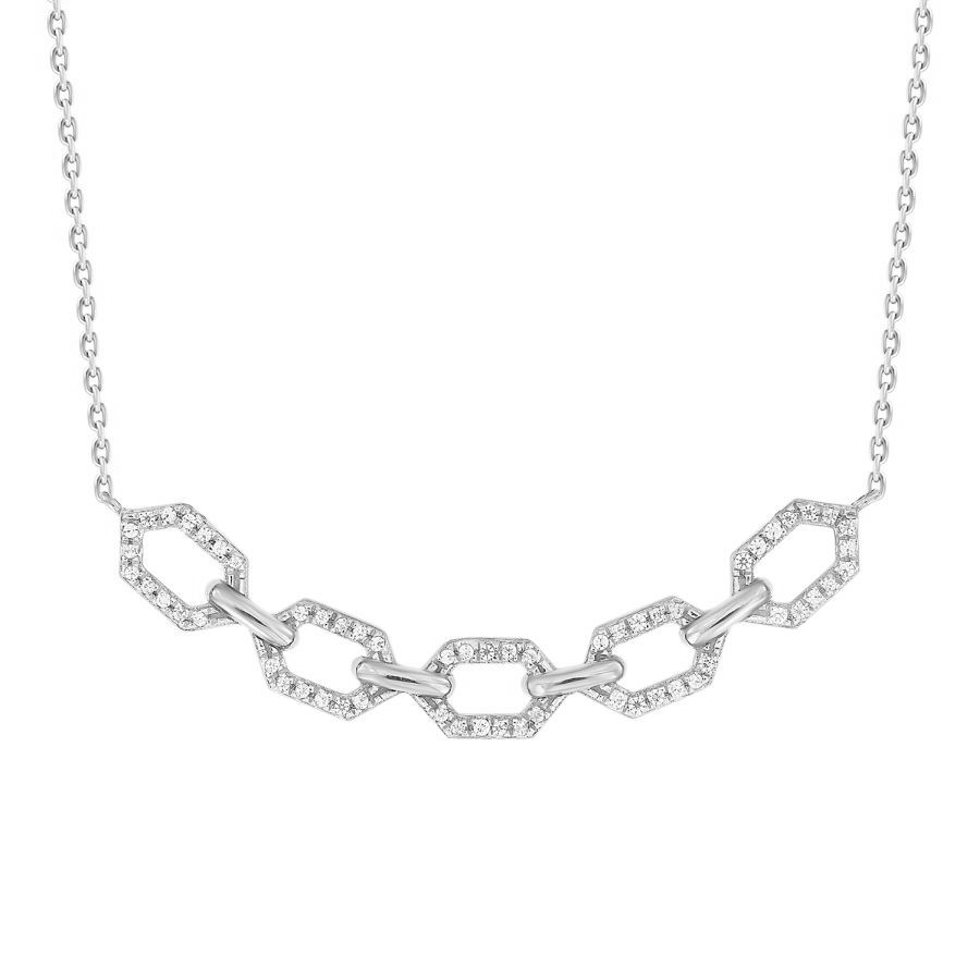 LADIES NECKLACE 0.16CT ROUND DIAMOND 10K WHITE GOLD - Image 1