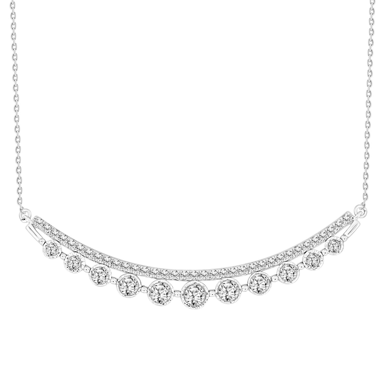 LADIES NECKLACE 0.75CT ROUND DIAMOND 14K WHITE GOLD - Image 1