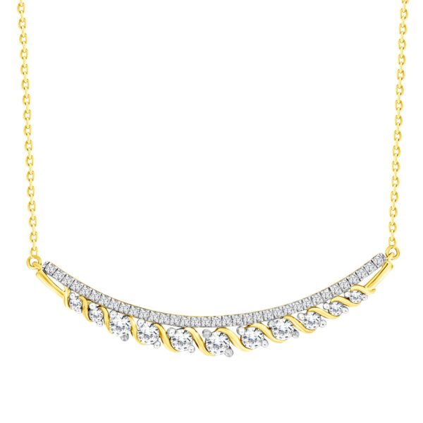 LADIES NECKLACE 0.75CT ROUND DIAMOND 14K YELLOW GOLD