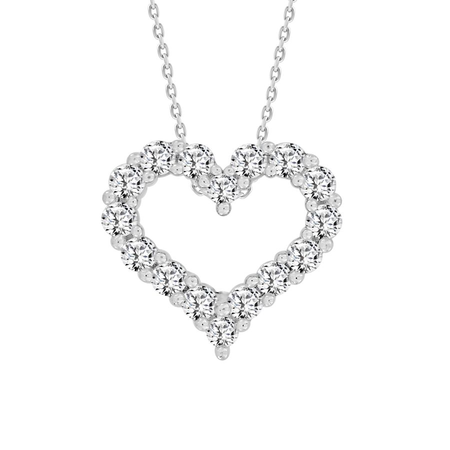 LADIES PENDANT WITH CHAIN 0.25CT ROUND DIAMOND 14K WHITE GOLD - Image 1