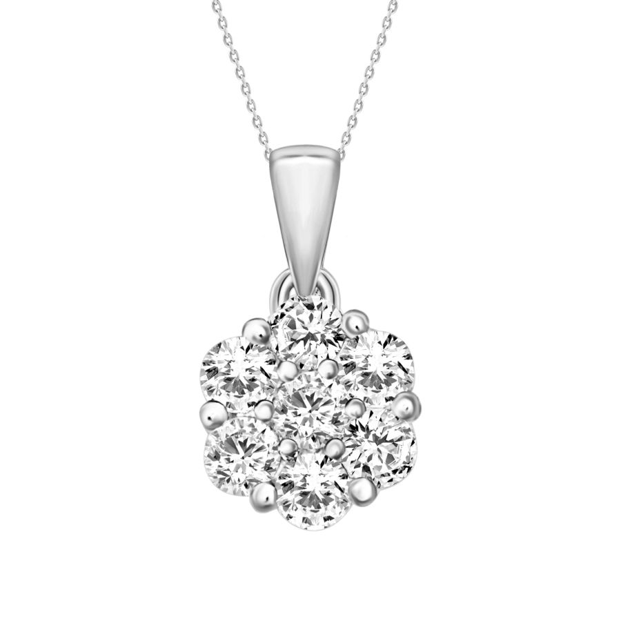 LADIES PENDANT WITH CHAIN 0.15CT ROUND DIAMOND 14K WHITE GOLD - Image 1