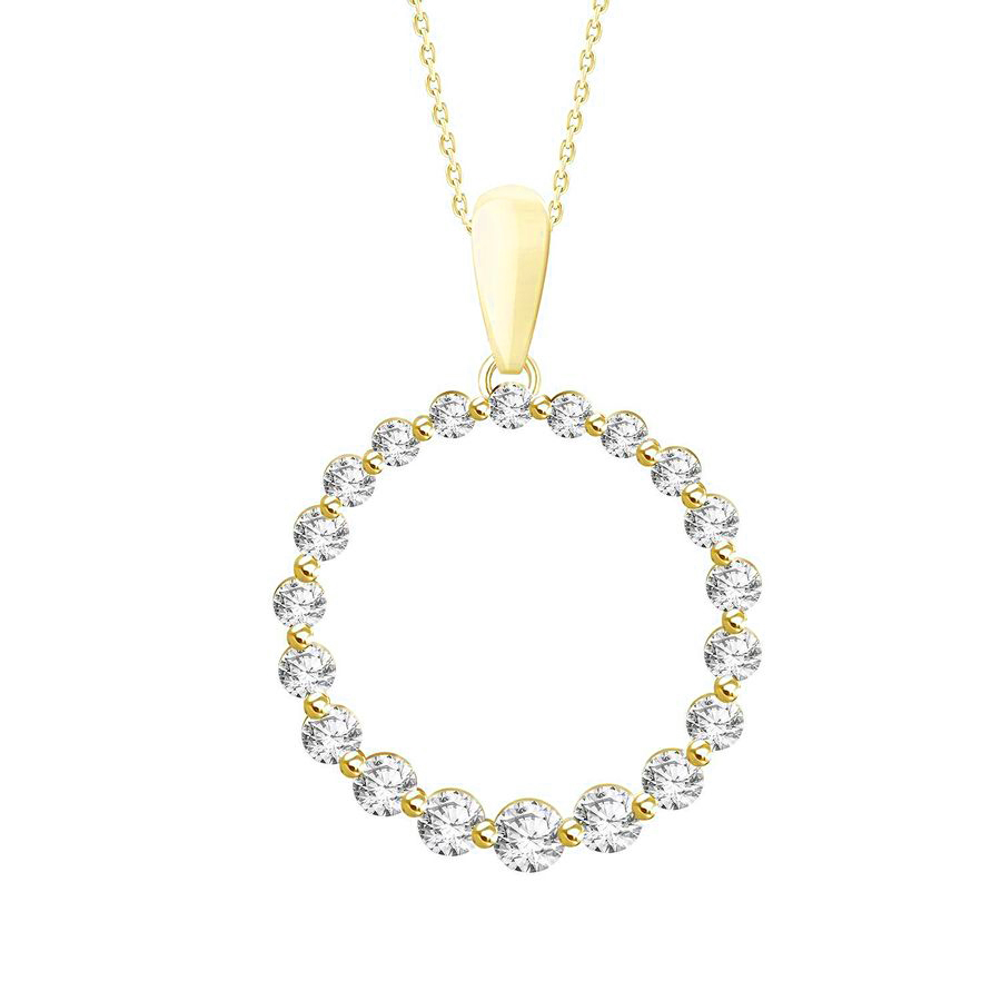 LADIES PENDANT 0.25CT ROUND DIAMOND 10K YELLOW GOLD - Image 1