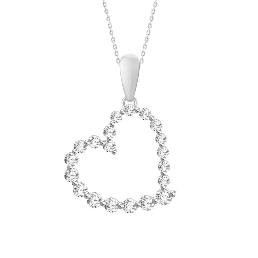 LADIES HEART PENDANT 0.25CT ROUND DIAMOND 14K WHITE GOLD (SI QUALITY) - Image 1