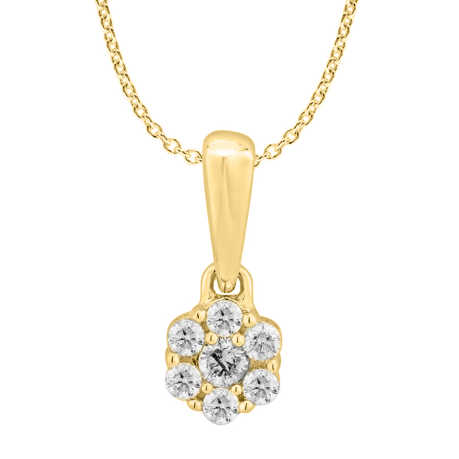 LADIES PENDANT WITH CHAIN 0.15CT ROUND DIAMOND 14K YELLOW GOLD - Image 1