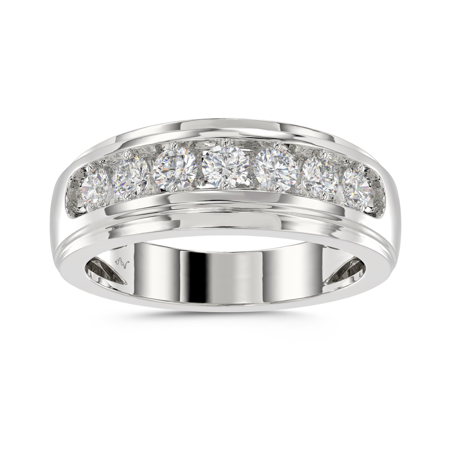 MEN'S BAND 1.00CT ROUND DIAMOND 10K WHITE GOLD - Image 1