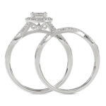LADIES BRIDAL SET 0.25CT ROUND DIAMOND 10K WHITE GOLD - Image 2