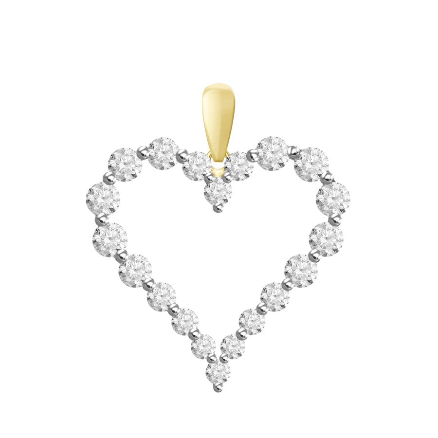 LADIES HEART PENDANT WITH CHAIN 0.50CT ROUND DIAMOND 14K YELLOW GOLD (SI QUALITY) - Image 1
