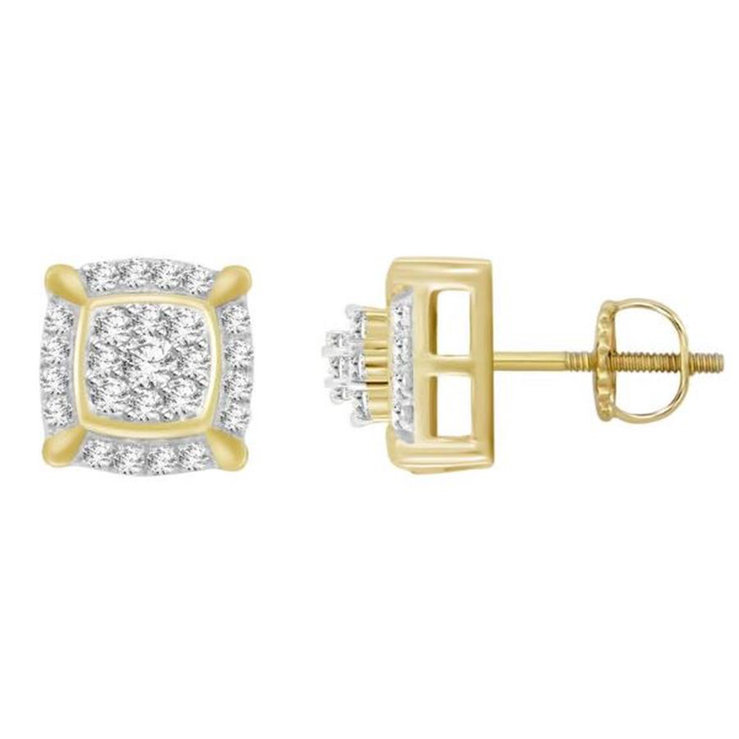 LADIES EARRINGS 0.25CT ROUND DIAMOND 10K YELLOW GOLD - Image 1