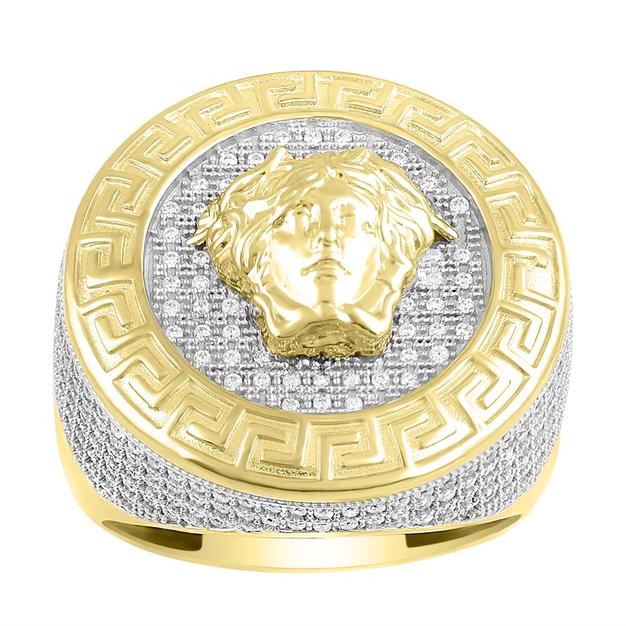 MEN'S RING 1.25CT ROUND DIAMOND 10K YELLOW GOLD - Image 1