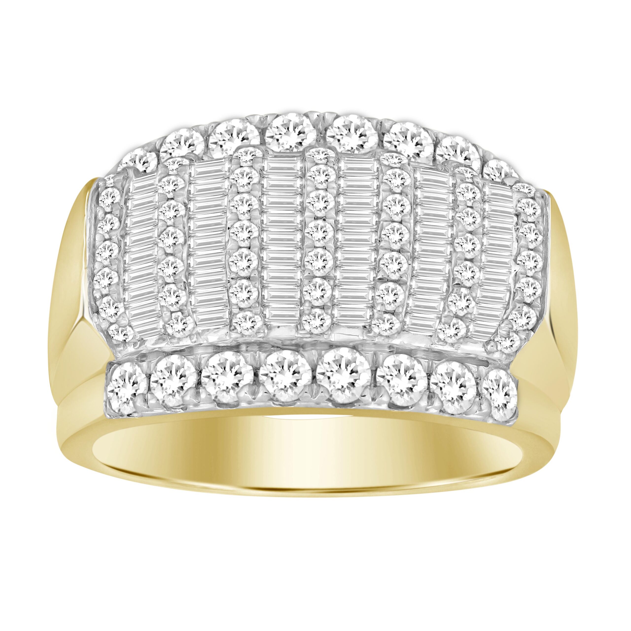 MEN'S BAND 2.00CT ROUND/BAGUETTE DIAMOND 10K YELLOW GOLD - Image 1