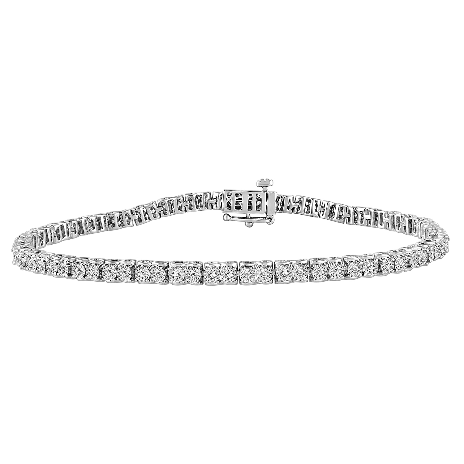 LADIES BRACELET 1.00CT ROUND DIAMOND 14K WHITE GOLD (SI QUALITY) - Image 1